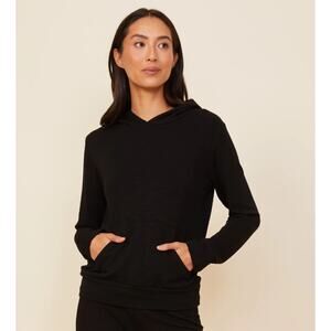 Monrow Supersoft Pullover Hoody Sweatshirt‎ Black Size Large